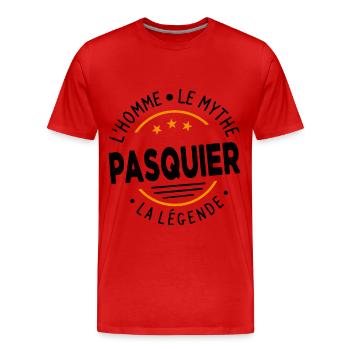 Pasquier L Homme Le Mythe La Légende - T-shirt bio Premium Homme - rouge - Devant - Damien (186cm)