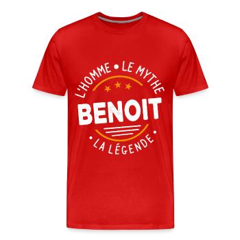 Benoît L'Homme Le Mythe La Légende - T-shirt bio Premium Homme - rouge - Devant - Damien (186cm)