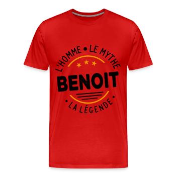 Benoît L'Homme Le Mythe La Légende - T-shirt bio Premium Homme - rouge - Devant - Damien (186cm)