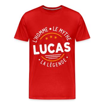 Lucas L'Homme Le Mythe La Légende - T-shirt bio Premium Homme - rouge - Devant - Damien (186cm)