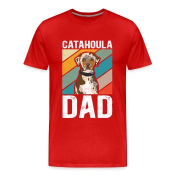 Catahoula Papa Léopard Chien Chien Cadeau - T-shirt bio Premium Homme - rouge - Devant - Damien (186cm)