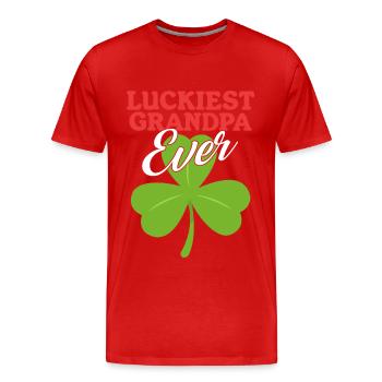 Luckiest Grandpa St. Patricks Day Irisch Geschenk - Männer Premium Bio T-Shirt - Rot - Vorne - Damien (186cm)
