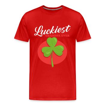 Le plus chanceux grand-père de la Saint-Patrick Cadeau de trèfle - T-shirt bio Premium Homme - rouge - Devant - Damien (186cm)