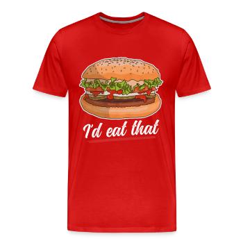 Hamburg Fast Food | Burger Fast Food Gift - Men's Premium Organic T-Shirt - red - Front - Damien (186cm)