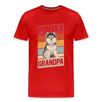 Pomsky Grandpa Dogs Dog Owner Gift - Men's Premium Organic T-Shirt - red - Front - Damien (186cm)