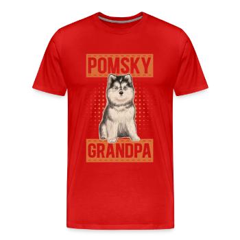 Pomsky Grandpa | Dogs Dog Owner Gift - Men's Premium Organic T-Shirt - red - Front - Damien (186cm)