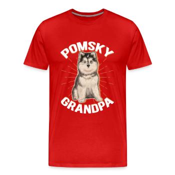 Pomsky Grandpa Dog Dog Owner Gift - Men's Premium Organic T-Shirt - red - Front - Damien (186cm)