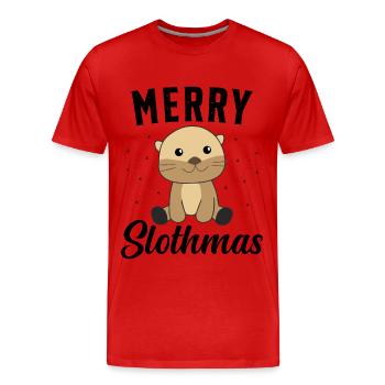 Paresseux Noël Cadeau de Noël - T-shirt bio Premium Homme - rouge - Devant - Damien (186cm)