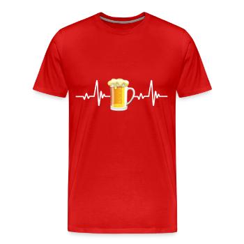 Beer heartbeat gift - Men's Premium Organic T-Shirt - red - Front - Damien (186cm)