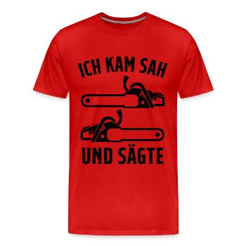 Kettensäge Holzfäller Förster - Männer Premium Bio T-Shirt - Rot - Vorne - Damien (186cm)