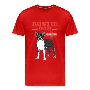 Boston Terrier Dad Hund Hundebesitzer Geschenk - Männer Premium Bio T-Shirt - Rot - Vorne - Damien (186cm)