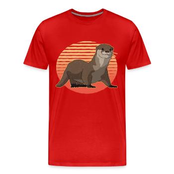 Otter Sea Otter Otter Gift - Men's Premium Organic T-Shirt - red - Front - Damien (186cm)
