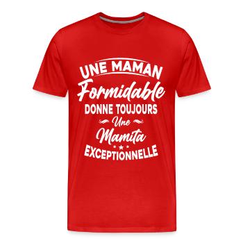 Maman formidable donne Mamita Exceptionnelle - T-shirt bio Premium Homme - rouge - Devant - Damien (186cm)