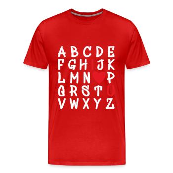 letters of the alphabet I Love You - Men's Premium Organic T-Shirt - red - Front - Damien (186cm)