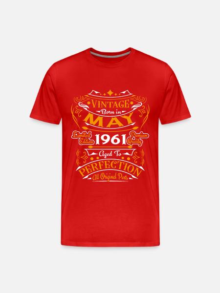 Vintage Born in May 1961 Birthday Gift - Men's Premium Organic T-Shirt - red
