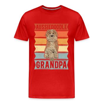 Aussiedoodle Grandpa Dog Owner Dogs Gift - Men's Premium Organic T-Shirt - red - Front - Damien (186cm)