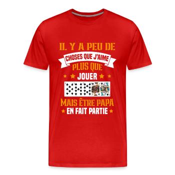 J'aime plus que jouer mais être papa idée cadeau - T-shirt bio Premium Homme - rouge - Devant - Damien (186cm)