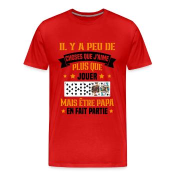 J'aime plus que jouer mais être papa idée cadeau - T-shirt bio Premium Homme - rouge - Devant - Damien (186cm)