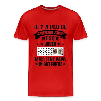 J'aime plus que jouer mais être papa idée cadeau - T-shirt bio Premium Homme - rouge - Devant - Damien (186cm)