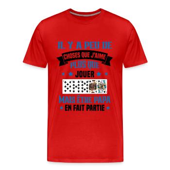 J'aime plus que jouer mais être papa idée cadeau - T-shirt bio Premium Homme - rouge - Devant - Damien (186cm)