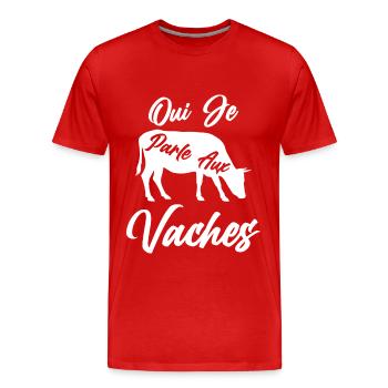 Agriculteur Fermières Cadeau Parle Aux Vaches - T-shirt bio Premium Homme - rouge - Devant - Damien (186cm)