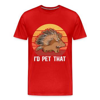 Porc-épic | Cadeau de porc-épic - T-shirt bio Premium Homme - rouge - Devant - Damien (186cm)