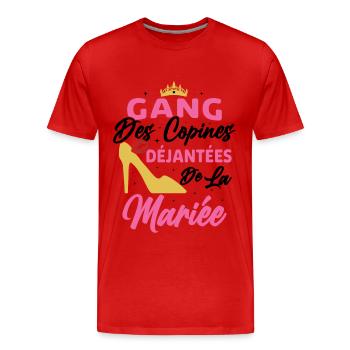 Gang des Copines Déjantées De La Mariée - T-shirt bio Premium Homme - rouge - Devant - Damien (186cm)