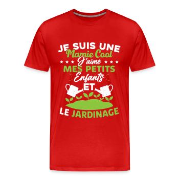 Mamie j'aime mes petite enfants et le jardinage - T-shirt bio Premium Homme - rouge - Devant - Damien (186cm)