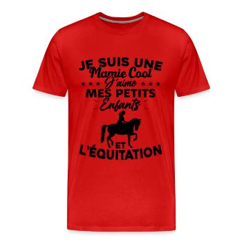 Mamie j'aime mes petite enfants et l'équitation - T-shirt bio Premium Homme - rouge - Devant - Damien (186cm)
