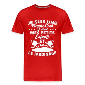 Mamie j'aime mes petite enfants et le jardinage - T-shirt bio Premium Homme - rouge - Devant - Damien (186cm)