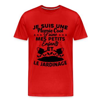 Mamie j'aime mes petite enfants et le jardinage - T-shirt bio Premium Homme - rouge - Devant - Damien (186cm)