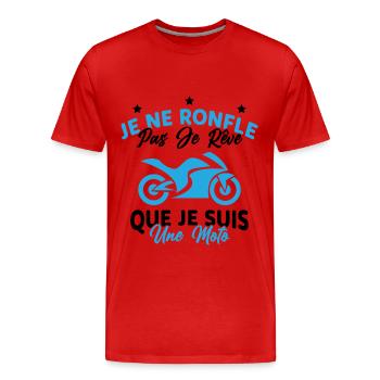 Je Ne Ronfle Pas Je Rêve Que Je Suis Une Moto - T-shirt bio Premium Homme - rouge - Devant - Damien (186cm)