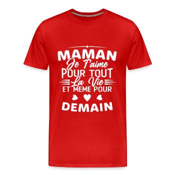 Maman je t'aime Mère Bébé Naissance Amour - T-shirt bio Premium Homme - rouge - Devant - Damien (186cm)