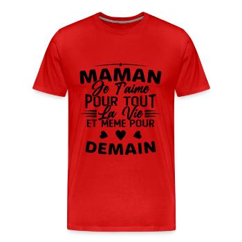 Maman je t'aime Mère Bébé Naissance Amour - T-shirt bio Premium Homme - rouge - Devant - Damien (186cm)