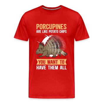 Porc-épic | Cadeau de porc-épic - T-shirt bio Premium Homme - rouge - Devant - Damien (186cm)