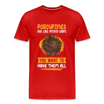 Cadeau de porc-épic - T-shirt bio Premium Homme - rouge - Devant - Damien (186cm)