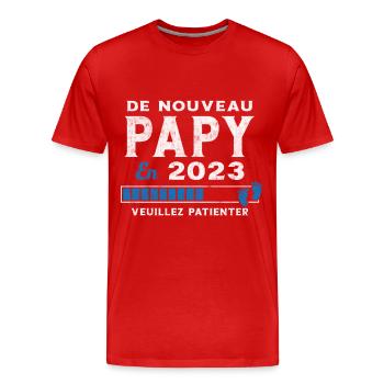 De Nouveau Papy en 2023 Cadeau Futur Papy - T-shirt bio Premium Homme - rouge - Devant - Damien (186cm)