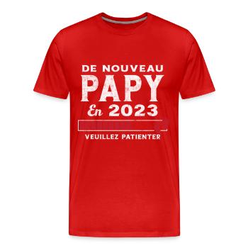 De Nouveau Papy en 2023 Cadeau Futur Papy - T-shirt bio Premium Homme - rouge - Devant - Damien (186cm)