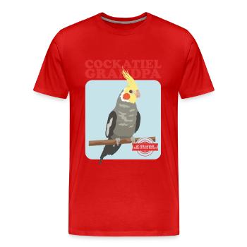 Grand-père Cockatiel | Cadeau du propriétaire d’oiseau - T-shirt bio Premium Homme - rouge - Devant - Damien (186cm)