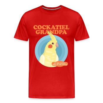 Cockatiel grand-père oiseau propriétaire cadeau - T-shirt bio Premium Homme - rouge - Devant - Damien (186cm)