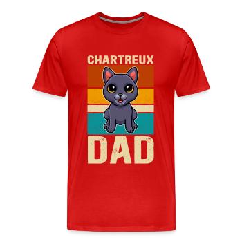 Chartreux Dad Carthusian Cat Cat Daddy Gift - Men's Premium Organic T-Shirt - red - Front - Damien (186cm)
