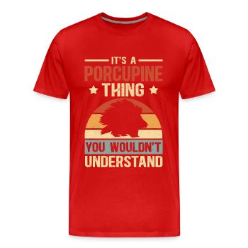 Cadeau de porc-épic - T-shirt bio Premium Homme - rouge - Devant - Damien (186cm)