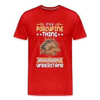 Porcs-épics Cadeau de porc-épic - T-shirt bio Premium Homme - rouge - Devant - Damien (186cm)