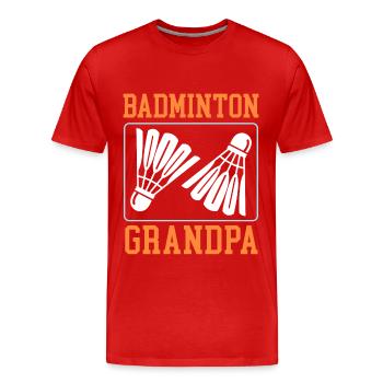 Badminton Grandpa | Badmintonspieler Geschenk - Männer Premium Bio T-Shirt - Rot - Vorne - Damien (186cm)