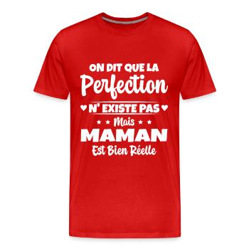 Maman est la perfection - Cadeau fête des mères - T-shirt bio Premium Homme - rouge - Devant - Damien (186cm)