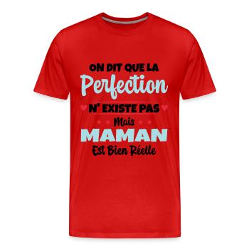 Maman est la perfection - Cadeau fête des mères - T-shirt bio Premium Homme - rouge - Devant - Damien (186cm)