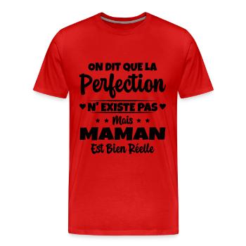 Maman est la perfection - Cadeau fête des mères - T-shirt bio Premium Homme - rouge - Devant - Damien (186cm)