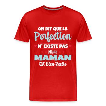 Maman est la perfection - Cadeau fête des mères - T-shirt bio Premium Homme - rouge - Devant - Damien (186cm)