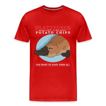 Schnabeltier Platypus Schnabeltiere Geschenk - Männer Premium Bio T-Shirt - Rot - Vorne - Damien (186cm)