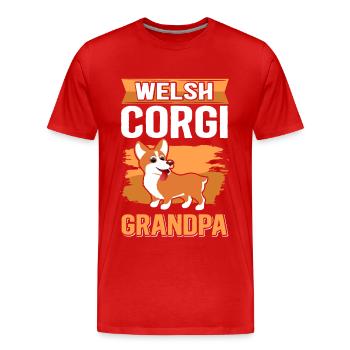 Welsh Corgi Grandpa Dog Dog Owner Gift - Men's Premium Organic T-Shirt - red - Front - Damien (186cm)